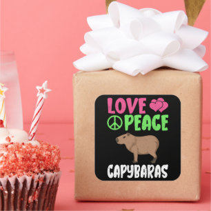 Love Peace Capybaras Cute Animals Capybara Lover Square Sticker