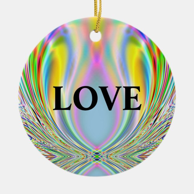 "LOVE - PEACE" CERAMIC TREE DECORATION (Front)