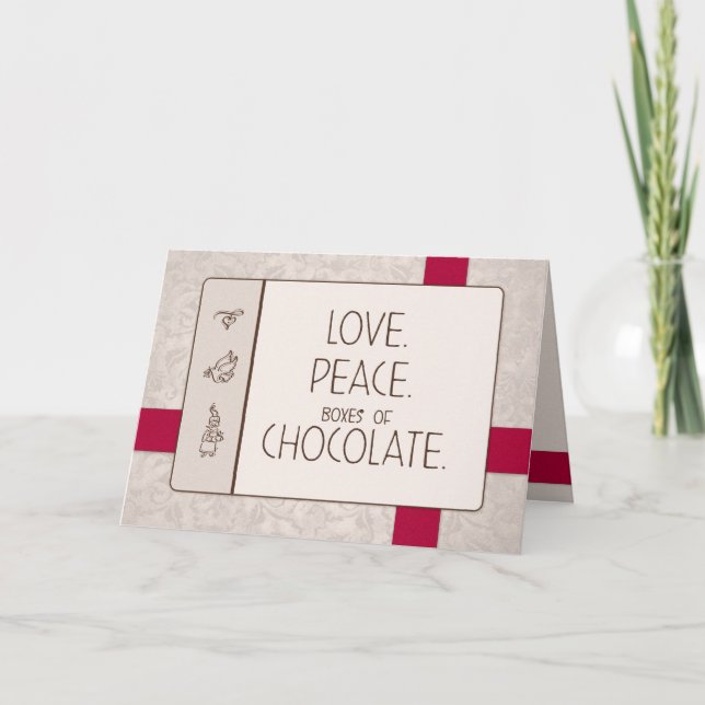 Love. Peace. Chocolate. Christmas Card (Front)