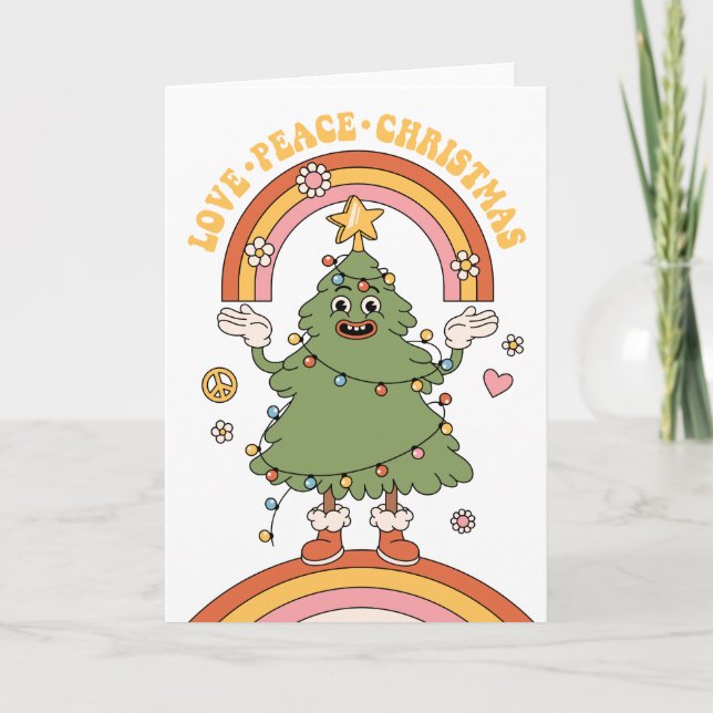 Love, Peace, Christmas - A Groovy Holiday Card (Front)