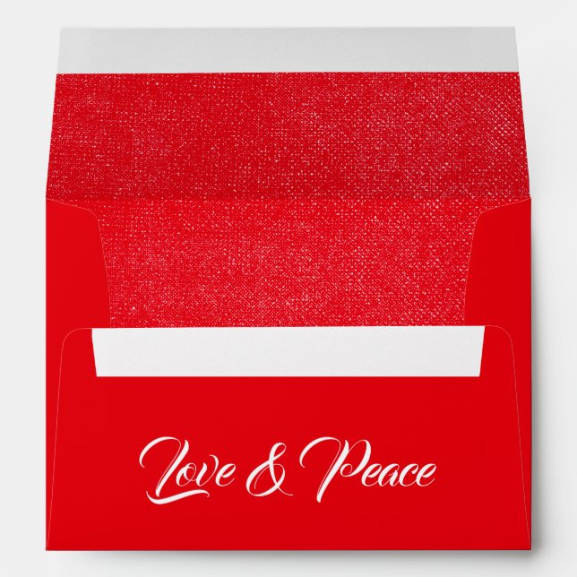 Love & Peace Christmas Red Snow Envelope (Back (Bottom))