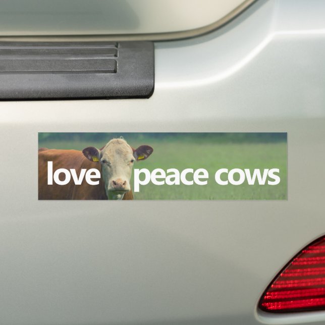 Love Peace Cows Bumper Sticker (On Car)