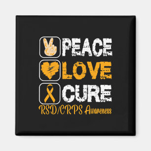 LOVE PEACE CURE RSD CRPS AWARENESS  MAGNET