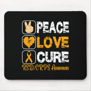 LOVE PEACE CURE RSD CRPS AWARENESS MOUSE PAD