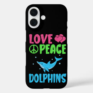Love Peace Dolphins Cute Sea Animals Dolphin Lover iPhone 16 Case