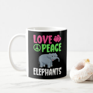 Love Peace Elephants Cute Zoo Animals Elephants Coffee Mug