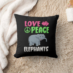 Love Peace Elephants Cute Zoo Animals Elephants  Cushion