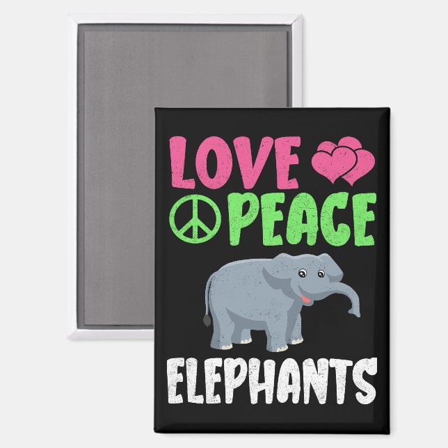 Love Peace Elephants Cute Zoo Animals Elephants  Magnet (Front/Back)