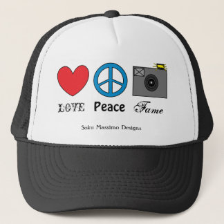 LOVE PEACE FAME TRUCKER HAT