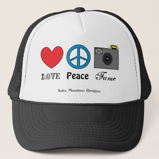 LOVE PEACE FAME TRUCKER HAT (Front)