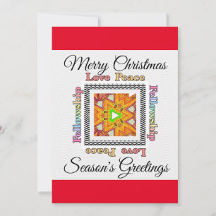 Love Peace Fellowship Christmas Greeting Red Holiday Card