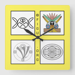 Love Peace Freedom Harmony Symbols Square Wall Clo Clock