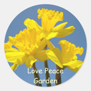 Love Peace Garden stickers Yellow Daffodils Blue