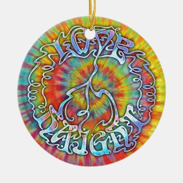 Love Peace Haight Ceramic Tree Decoration (Front)