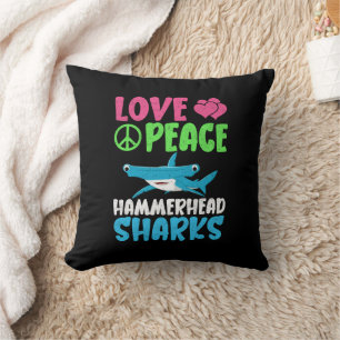 Love Peace Hammerhead Sharks Cute Sea Animals Fans Cushion