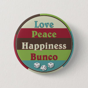 Love,Peace,Happiness Bunco Button