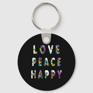 Love Peace Happy Flowers Key Ring