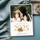 Love Peace Health Poinsettia Bunch Gold 2023 Photo Holiday Card<br><div class="desc">If you need any further customisation please feel free to message me on yellowfebstudio@gmail.com.</div>