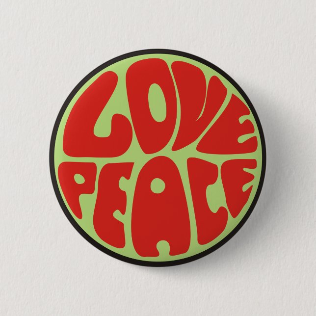 love peace hippie 6 cm round badge (Front)