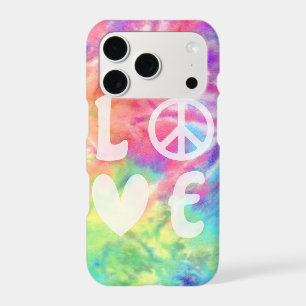 Love Peace Hippie Pastel Rainbow Batik Tie Dye
