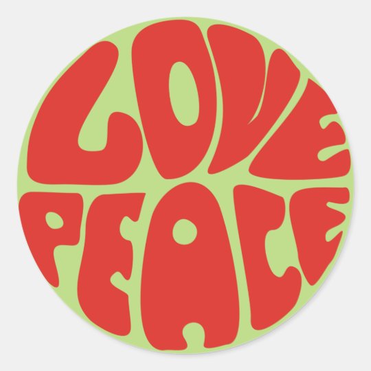 love peace hippie saying classic round sticker