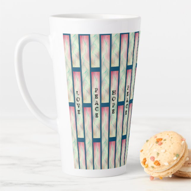 LOVE PEACE HOPE Latte Mug (In Situ)