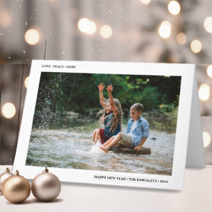 Love Peace Hope   Minimalist Happy New Year Photo Holiday Card