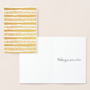 Love Peace Inspirational Stripes Foil Card