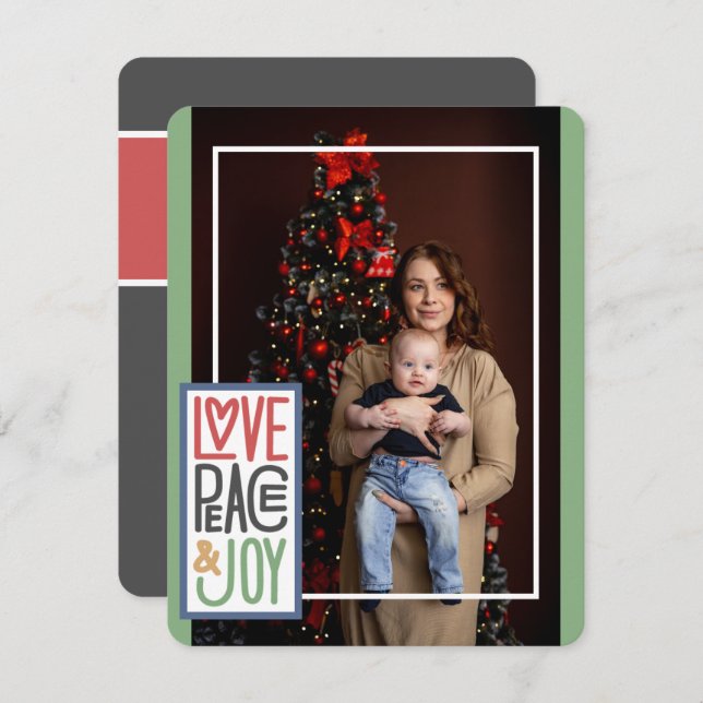 Love Peace & Joy (add your own photo) Holiday Card (Front/Back)