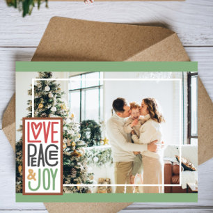 Love Peace & Joy (add your photo) Minimalist Holid Holiday Card