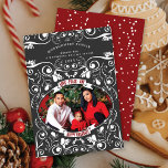 Love Peace Joy Art Nouveau Floral Flourish Photo Holiday Card<br><div class="desc">Love Peace Joy Banner,  White Art Nouveau Decorative Floral Flourishes on Black Background,  Christmas / Holiday Photo Card.

Designed by fat*fa*tin. Easy to customise with your own text,  photo or image. For custom requests,  please contact fat*fa*tin directly. Custom charges apply.

www.zazzle.com/fat_fa_tin
www.zazzle.com/color_therapy
www.zazzle.com/fatfatin_blue_knot
www.zazzle.com/fatfatin_red_knot
www.zazzle.com/fatfatin_mini_me
www.zazzle.com/fatfatin_box
www.zazzle.com/fatfatin_design
www.zazzle.com/fatfatin_ink</div>