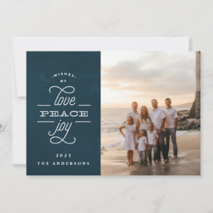 LOVE PEACE JOY Chalkboard Christmas Photo Holiday Card