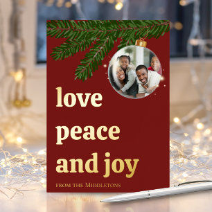 Love Peace Joy Christmas Burgundy Red Gold