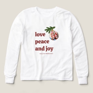 Love Peace Joy Christmas Photo Kids Burgundy Red