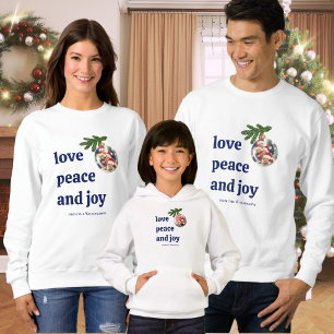 Love Peace Joy Christmas Photo Navy Blue Casual Sweatshirt