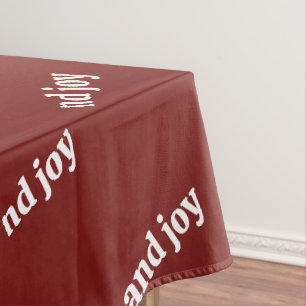 Love Peace Joy Christmas Typography White Burgundy Tablecloth