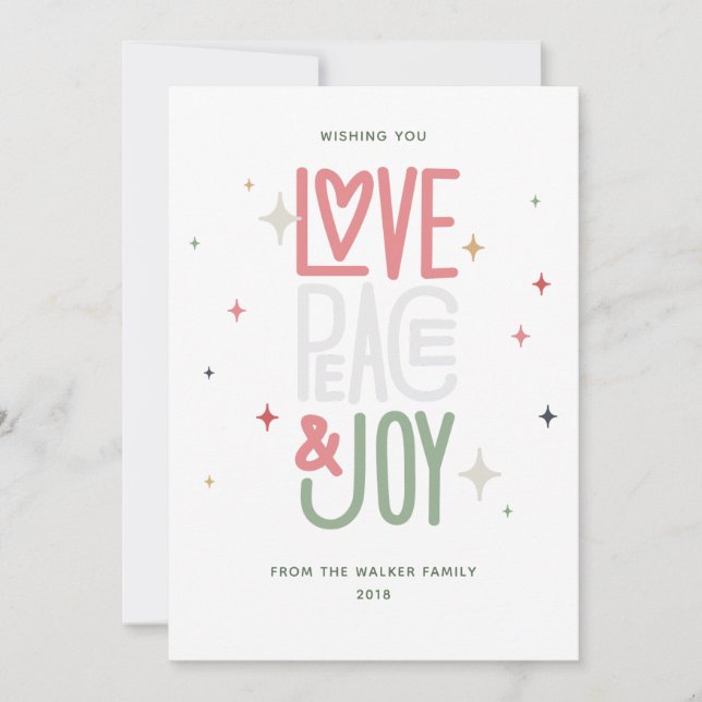 Love, Peace & Joy Holiday Card (Front)