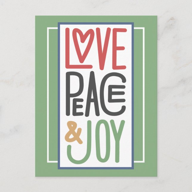 Love Peace & Joy Holiday Postcard (Front)