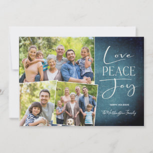Love Peace Joy Modern Elegant Family Photo  Holida Holiday Card