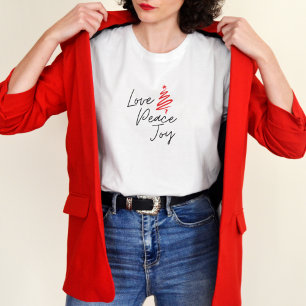 Love Peace Joy Modern Minimal Christmas Holiday T-Shirt