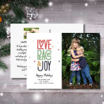 Love Peace Joy Modern Typography 2 Photo Holiday P Postcard<br><div class="desc">Send out holiday Cheer with this festive postcard featuring your two photos and typography art that reads Love Peace Joy. The backside offers space for a typed note or delete to leave space for a handwritten note. Fun and festive yet simple and modern - a card that's sure to spread...</div>