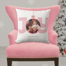 Love Peace Joy Pink Poinsettia Christmas Photo