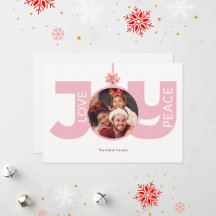 Love Peace Joy Pink Poinsettia Christmas Photo