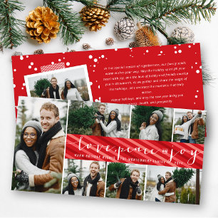 Love Peace Joy Simple Trendy Script Modern 7 Photo Holiday Card