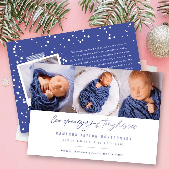 Love Peace Joy Tiny Kisses Baby's 1st Christmas Holiday Card (Creator Uploaded)