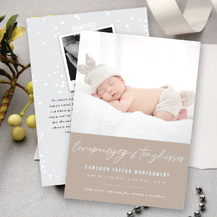 Love Peace Joy Tiny Kisses Baby's 1st Christmas Holiday Card