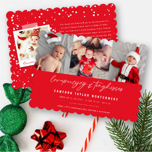 Love Peace Joy Tiny Kisses Baby's 1st Christmas Holiday Card