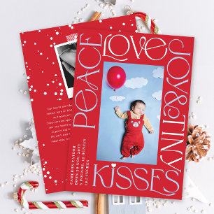 Love Peace Joy Tiny Kisses Baby's 1st Christmas Holiday Card