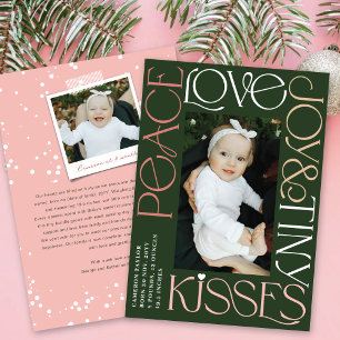 Love Peace Joy Tiny Kisses Baby's 1st Christmas Holiday Card
