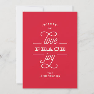 LOVE PEACE JOY to you Holiday Christmas Card